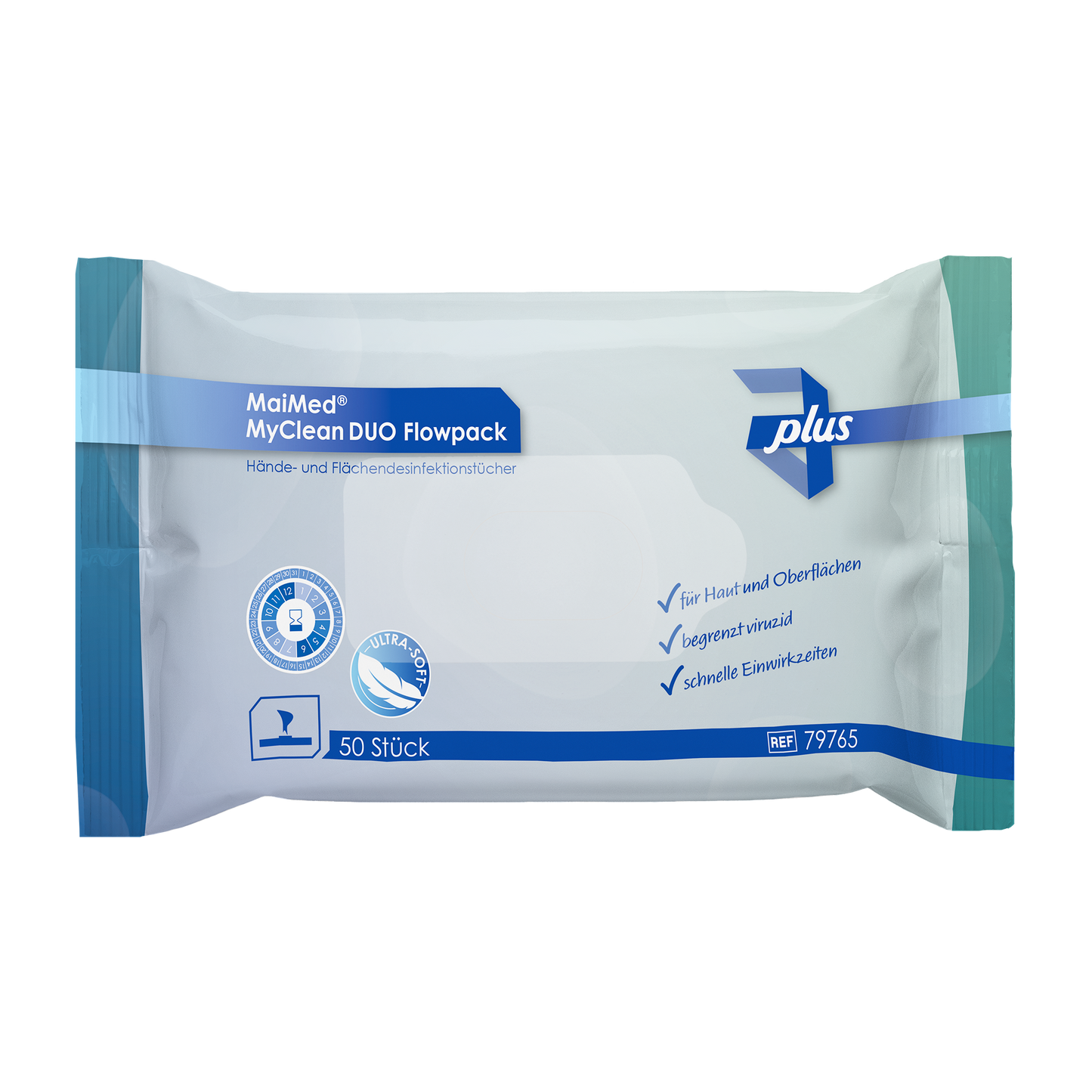 MaiMed MyClean DUO Flowpack Desinfektionstücher – 50 Blatt, alkoholhaltig