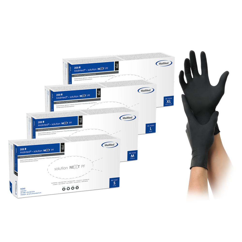 MaiMed Solution NEXT PF – Nitrilhandschuhe (200 Stück) Black