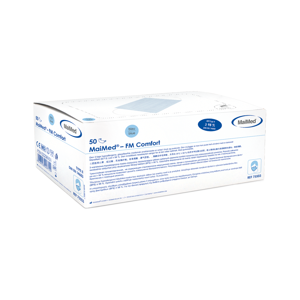 MAIMED FM Comfort 3-lagiger Mundschutz / OP-Maske – 50 Stück