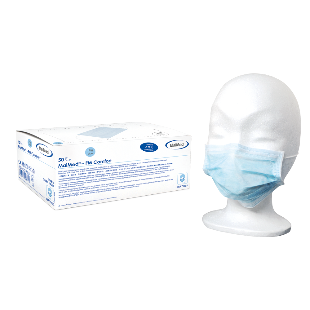 MAIMED FM Comfort 3-lagiger Mundschutz / OP-Maske – 50 Stück
