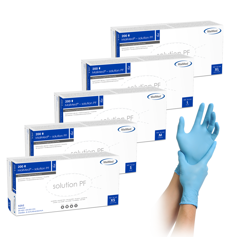 MaiMed Solution PF Nitrilhandschuhe puderfrei 200 Stück – Blau