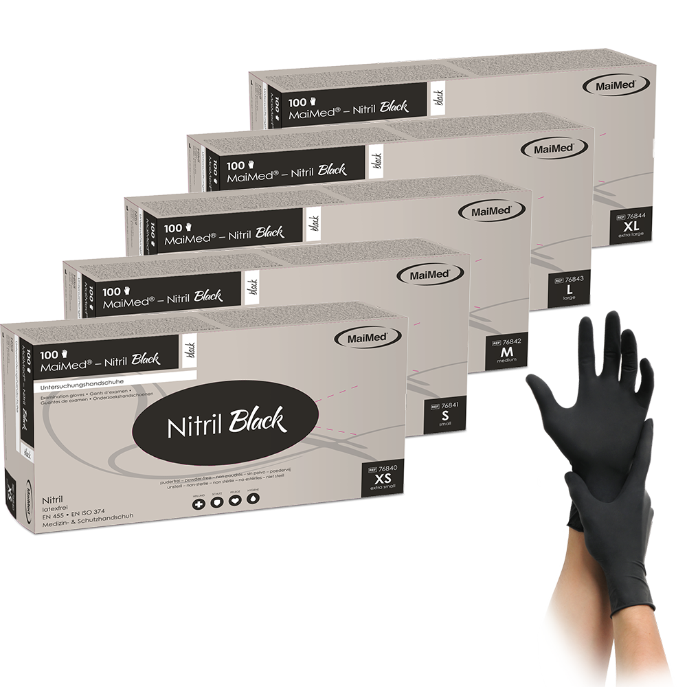 MaiMed Nitril Black Nitrilhandschuhe puderfrei – 100 Stück