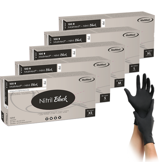 MaiMed Nitril Black Nitrilhandschuhe puderfrei – 100 Stück
