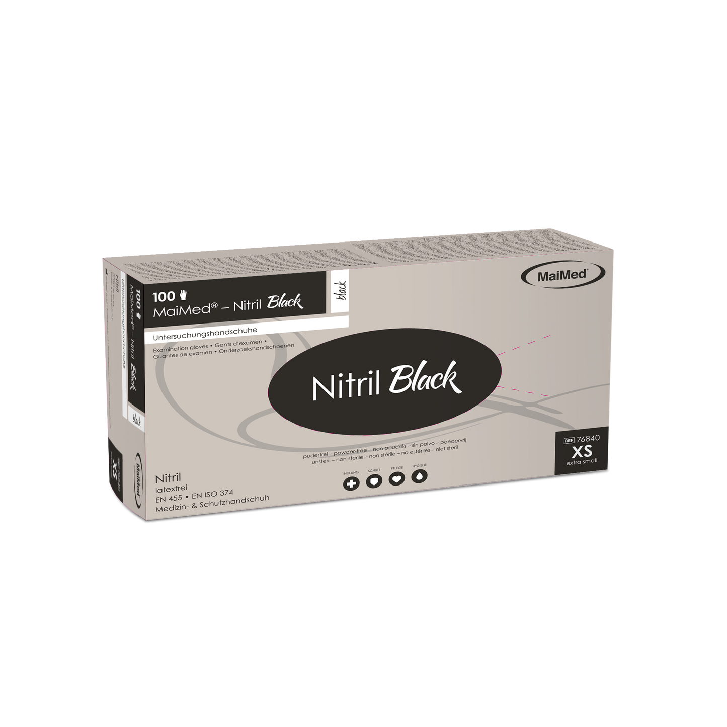MaiMed Nitril Black Nitrilhandschuhe puderfrei – 100 Stück