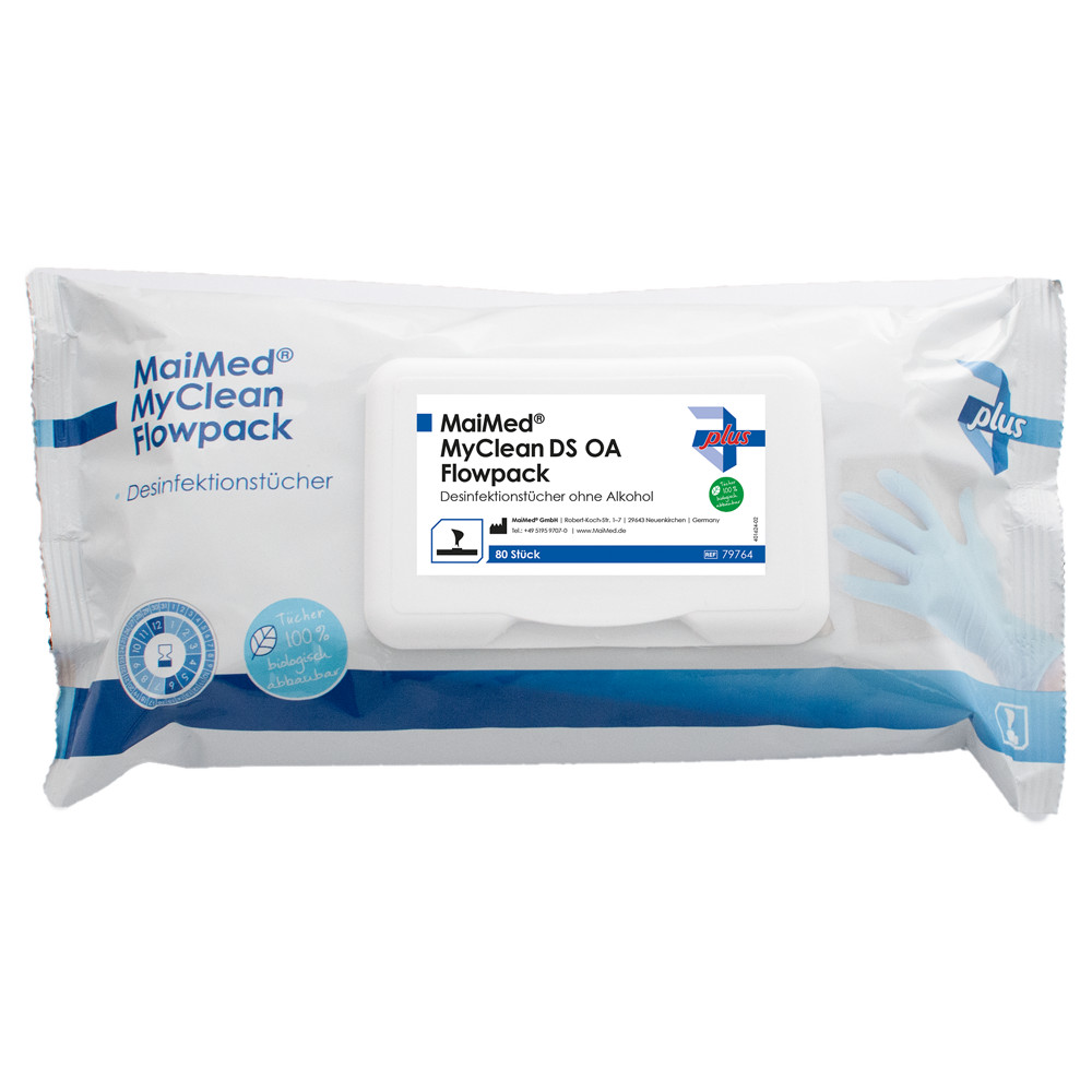 MaiMed MyClean DS OA Flowpack – Alkoholfreie Desinfektionstücher (80 Blatt)