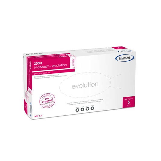 MaiMed evolution white (transparent) – PE-Einmalhandschuhe (200 Stück)